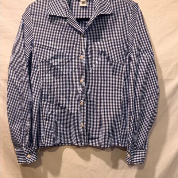 Vintage Pendleton Women's Blue and White Gingham Blouse - Picture 1 of 5